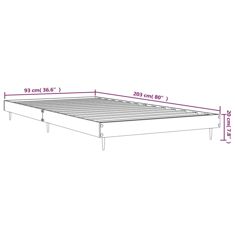 vidaXL sonoma tölgy színű szerelt fa ágykeret matrac nélkül 90x200 cm