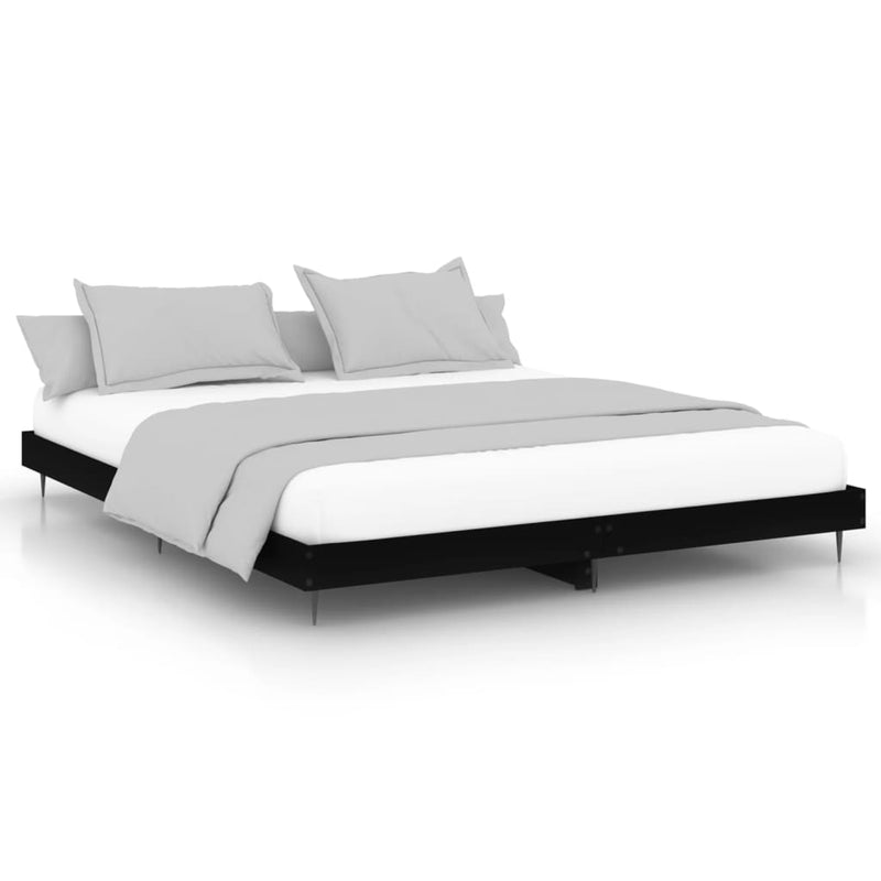 vidaXL fekete szerelt fa ágykeret 200 x 200 cm