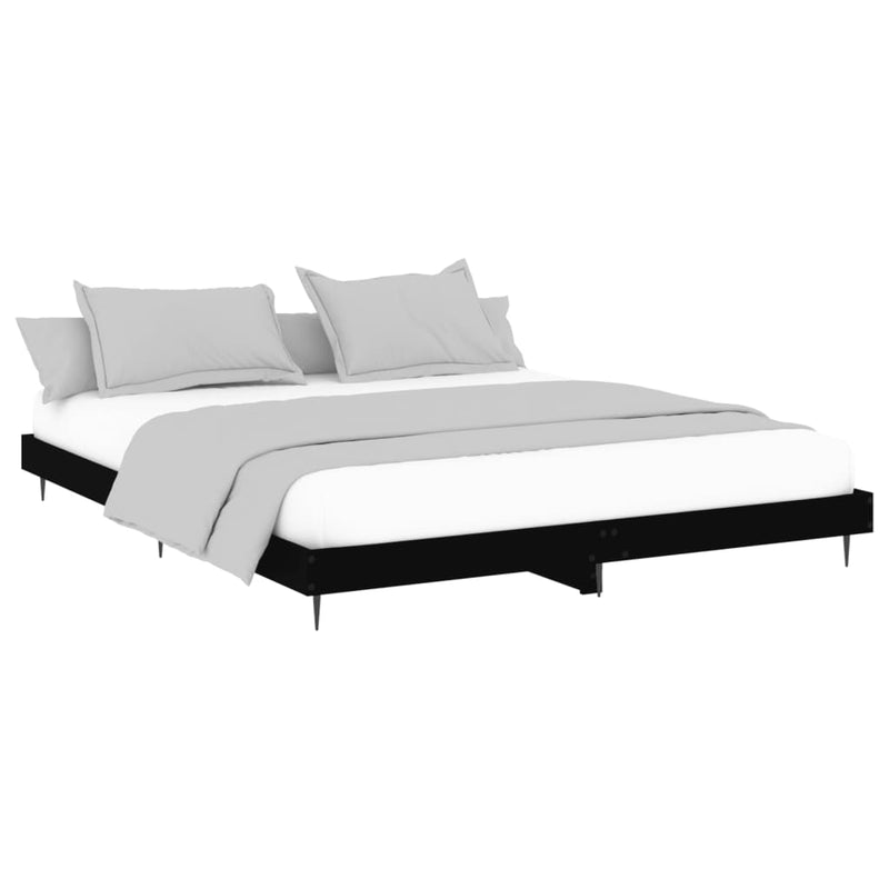 vidaXL fekete szerelt fa ágykeret 200 x 200 cm