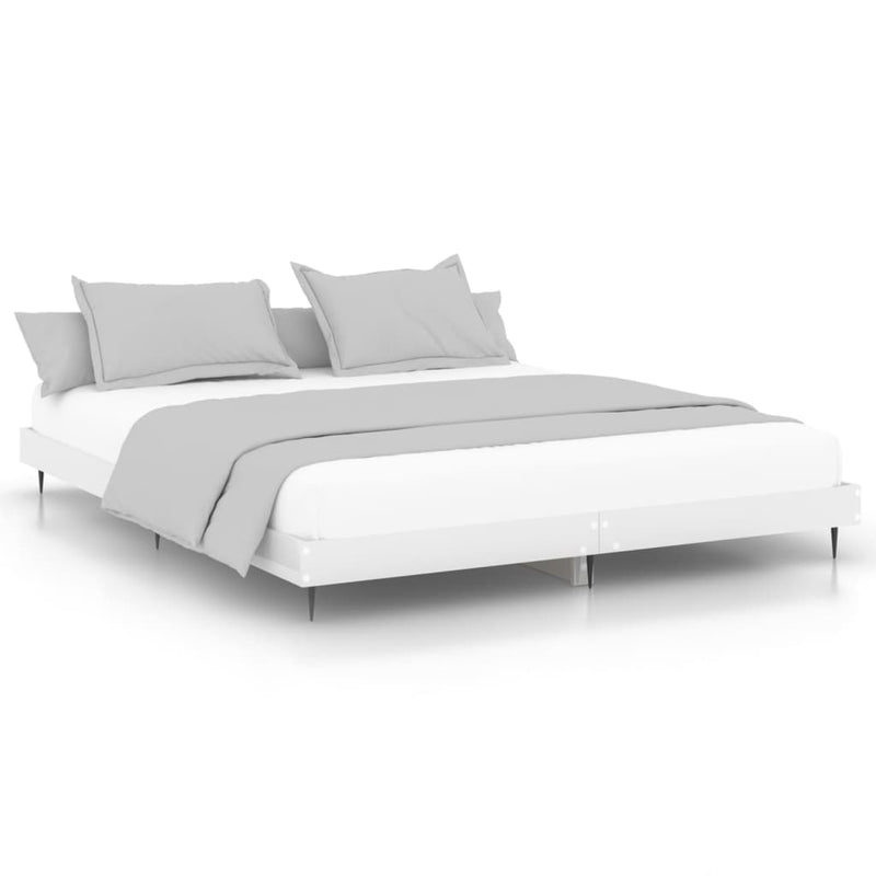 vidaXL magasfényű fehér szerelt fa ágykeret 200 x 200 cm