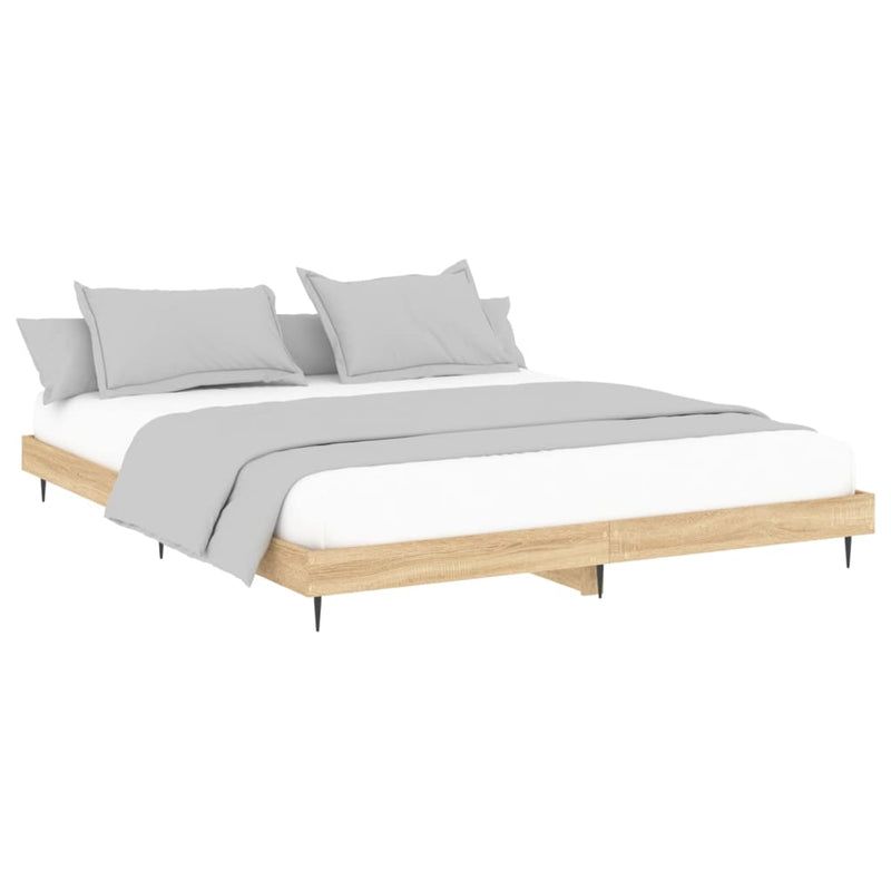 vidaXL sonoma tölgyszínű szerelt fa ágykeret 200 x 200 cm