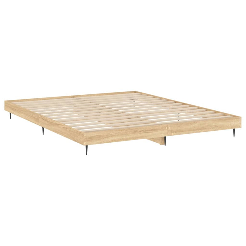 vidaXL sonoma tölgyszínű szerelt fa ágykeret 200 x 200 cm