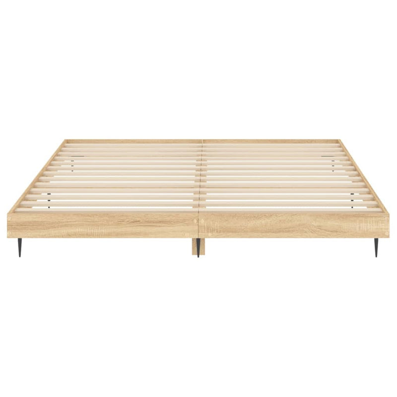 vidaXL sonoma tölgyszínű szerelt fa ágykeret 200 x 200 cm