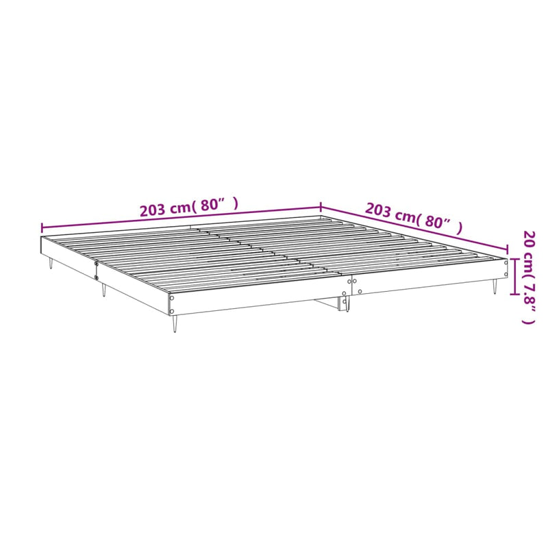 vidaXL sonoma tölgyszínű szerelt fa ágykeret 200 x 200 cm