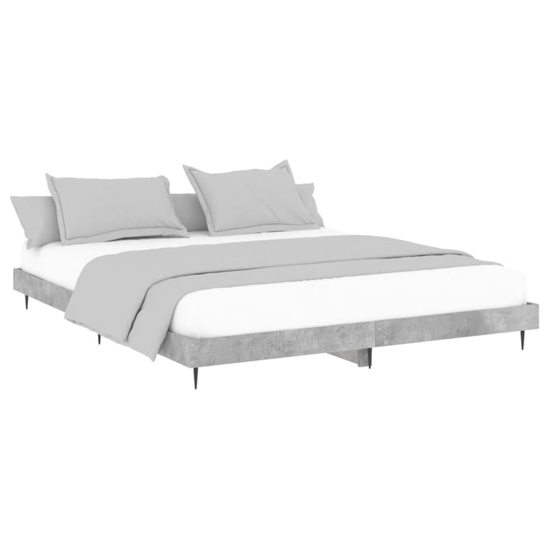 vidaXL betonszürke szerelt fa ágykeret 200 x 200 cm