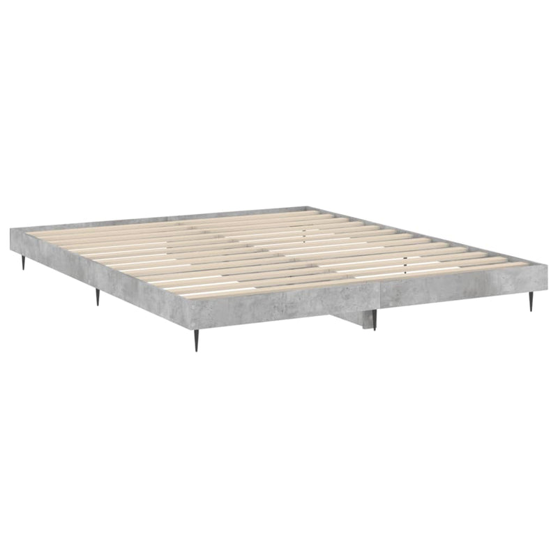 vidaXL betonszürke szerelt fa ágykeret 200 x 200 cm