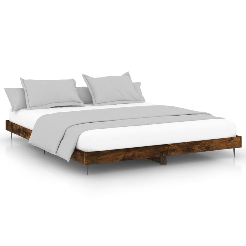 vidaXL füstös tölgy színű szerelt fa ágykeret 200 x 200 cm