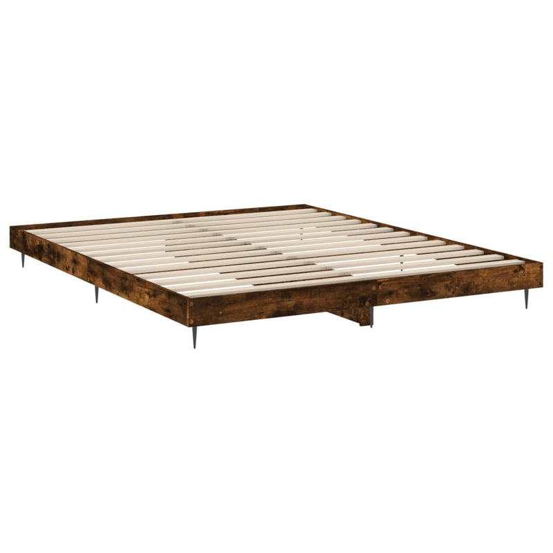vidaXL füstös tölgy színű szerelt fa ágykeret 200 x 200 cm