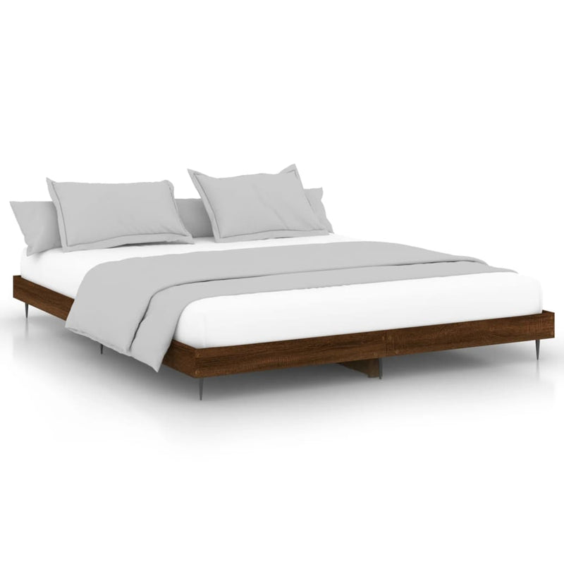 vidaXL barna tölgyszínű szerelt fa ágykeret 200 x 200 cm