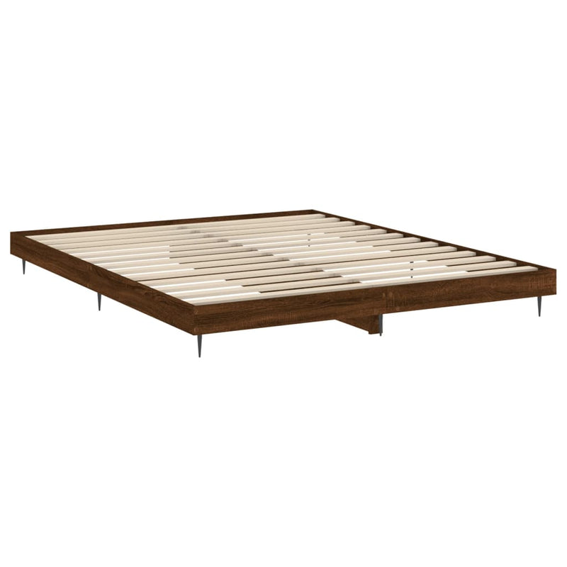 vidaXL barna tölgyszínű szerelt fa ágykeret 200 x 200 cm
