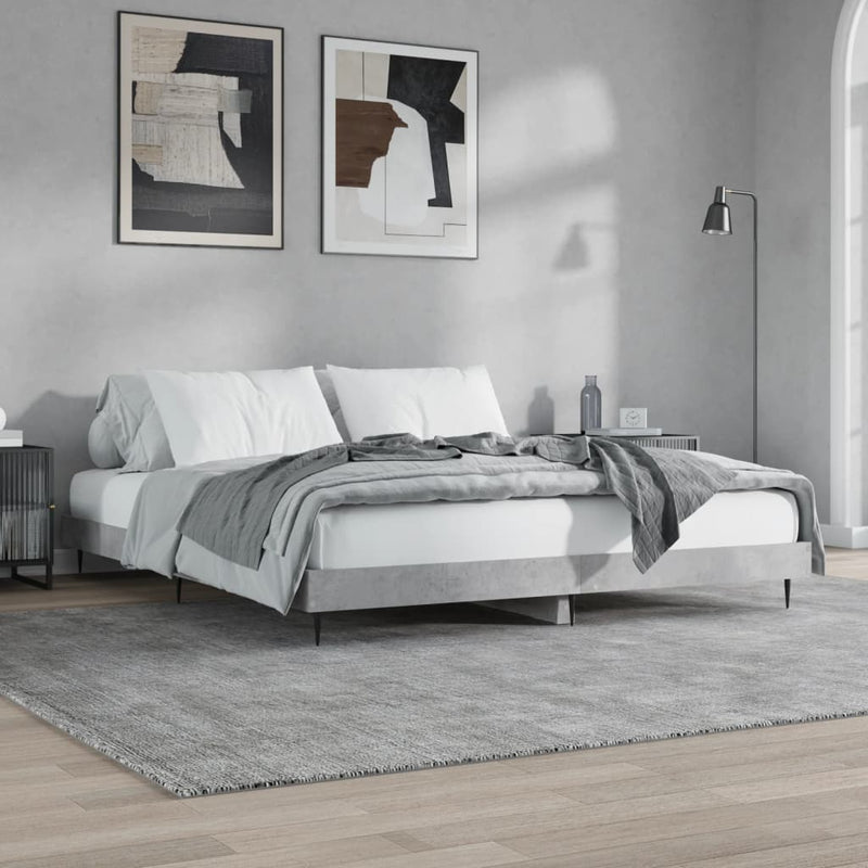 vidaXL betonszürke szerelt fa ágykeret 160 x 200 cm
