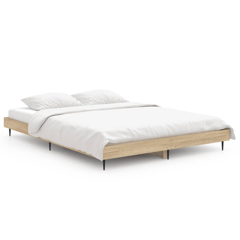 vidaXL sonoma tölgy színű szerelt fa ágykeret matrac nélkül 140x190 cm