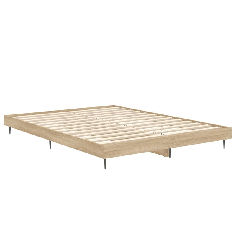vidaXL sonoma tölgy színű szerelt fa ágykeret matrac nélkül 140x190 cm