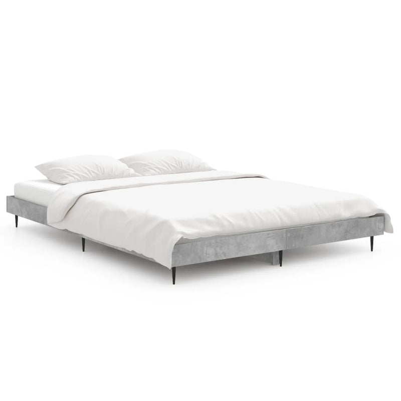 vidaXL betonszürke szerelt fa ágykeret 140x190 cm