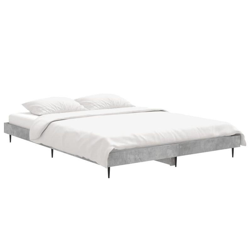 vidaXL betonszürke szerelt fa ágykeret 140x190 cm