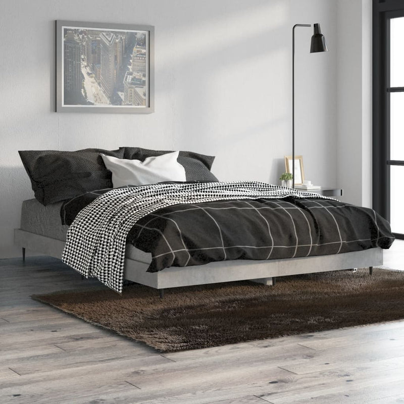 vidaXL betonszürke szerelt fa ágykeret 140x190 cm