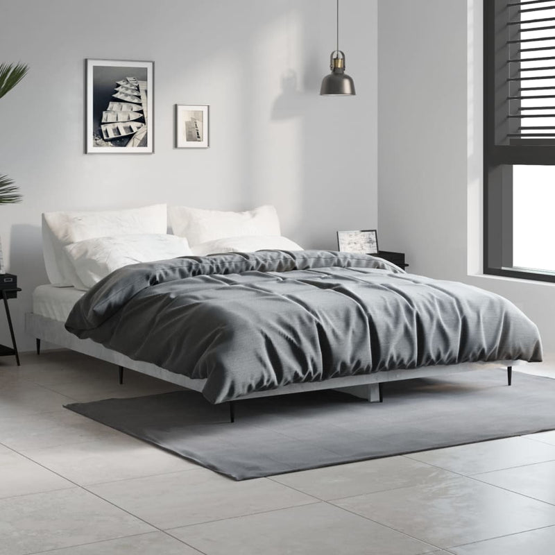 vidaXL betonszürke szerelt fa ágykeret 140x190 cm