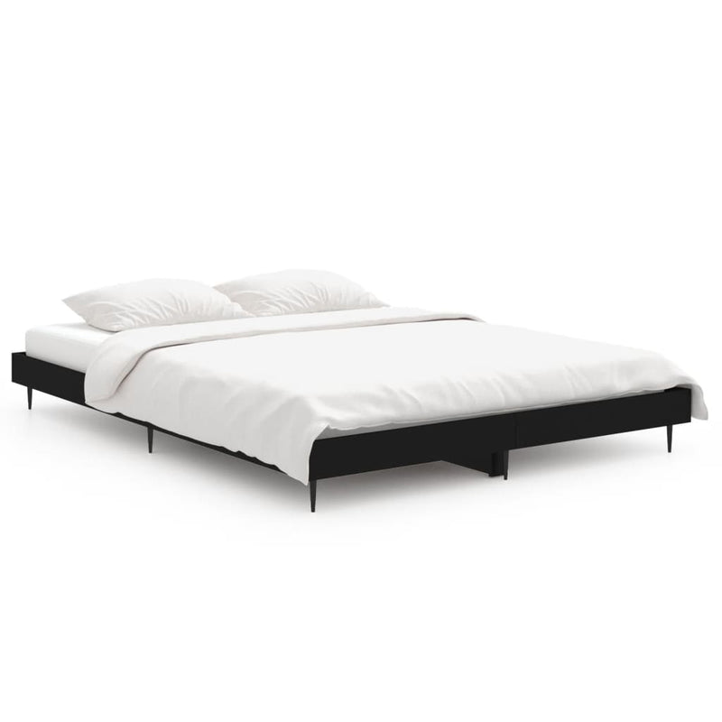 vidaXL fekete szerelt fa ágykeret 135 x 190 cm
