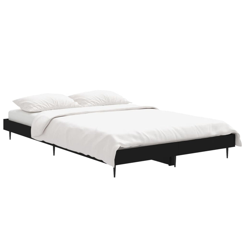 vidaXL fekete szerelt fa ágykeret 120 x 190 cm