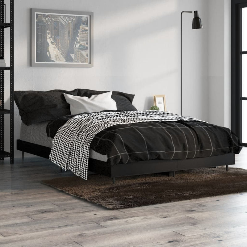 vidaXL fekete szerelt fa ágykeret 120 x 190 cm
