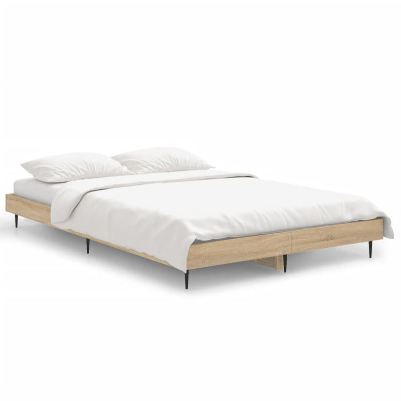vidaXL sonoma tölgy színű szerelt fa ágykeret matrac nélkül 120x190 cm