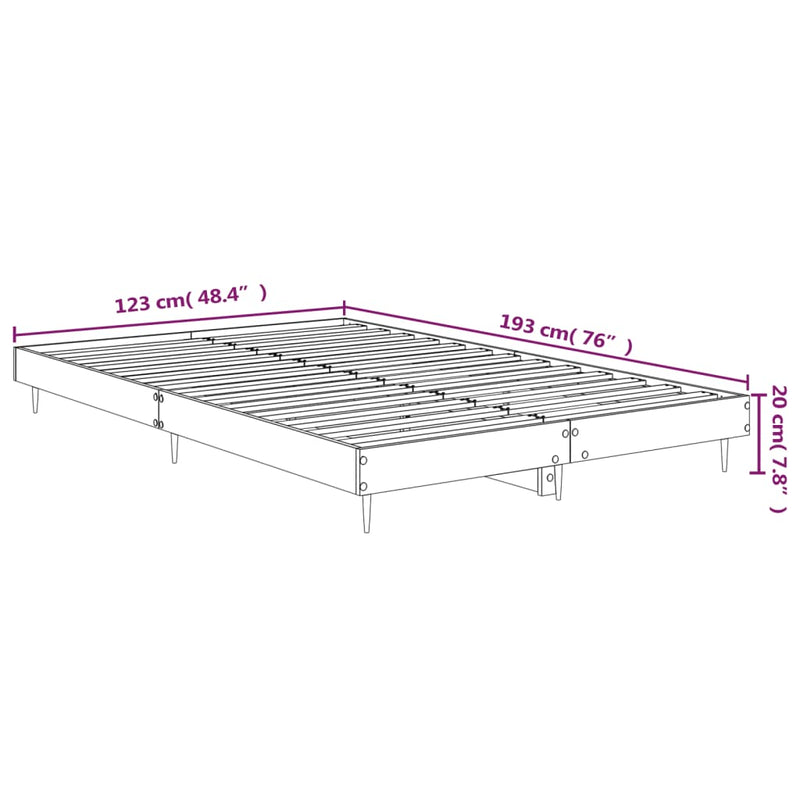 vidaXL sonoma tölgy színű szerelt fa ágykeret matrac nélkül 120x190 cm