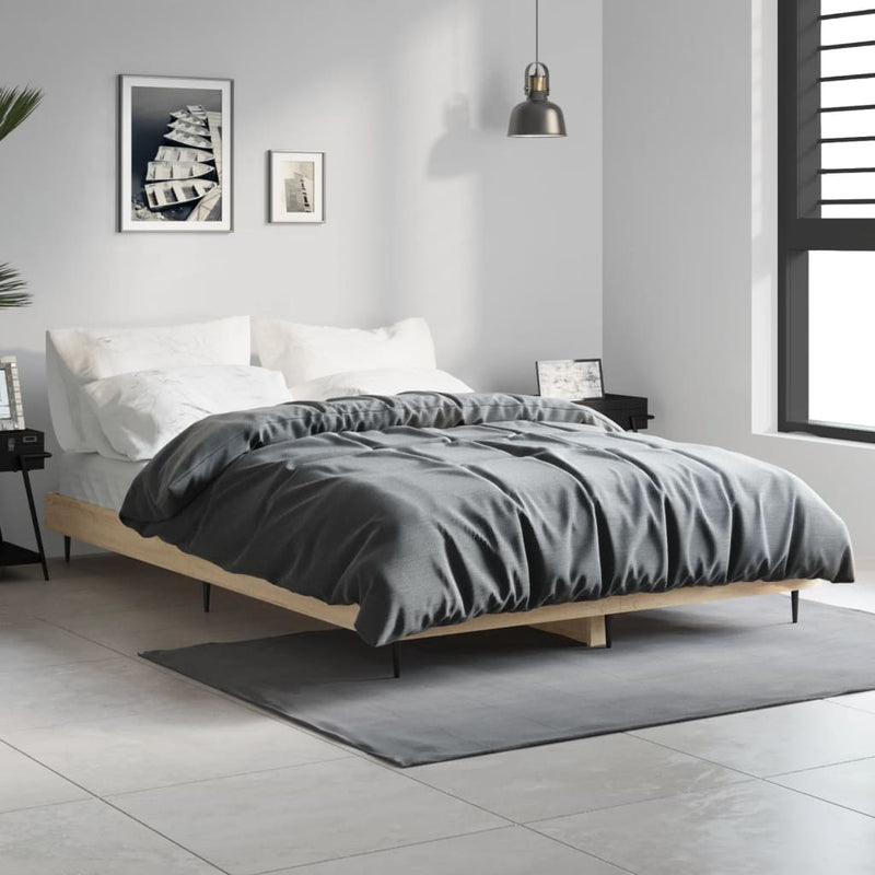 vidaXL sonoma tölgy színű szerelt fa ágykeret matrac nélkül 120x190 cm