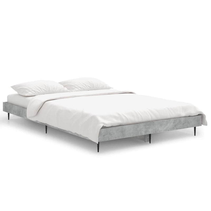 vidaXL betonszürke szerelt fa ágykeret 120 x 190 cm