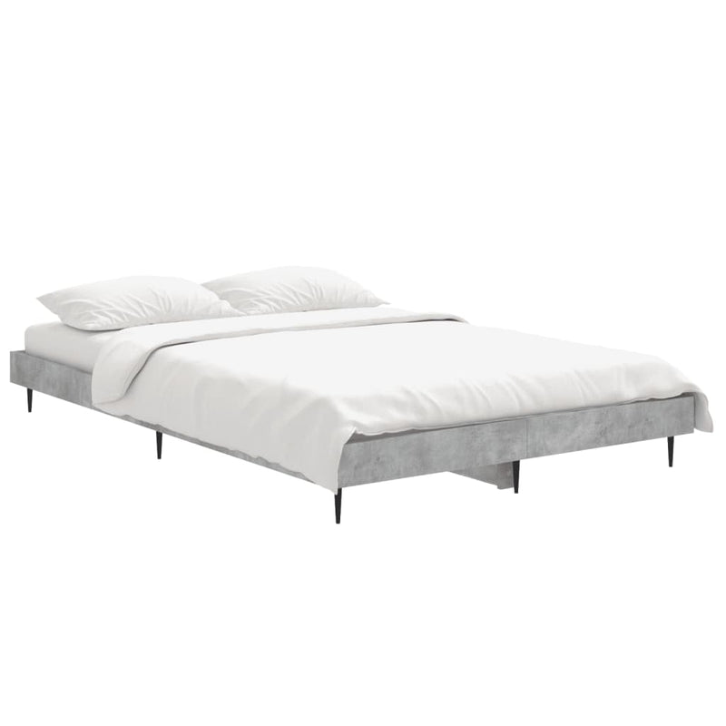 vidaXL betonszürke szerelt fa ágykeret 120 x 190 cm
