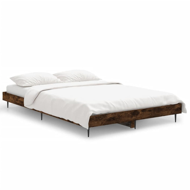 vidaXL füstös tölgy színű szerelt fa ágykeret matrac nélkül 120x190 cm