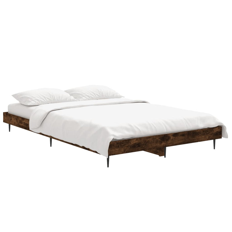 vidaXL füstös tölgy színű szerelt fa ágykeret matrac nélkül 120x190 cm