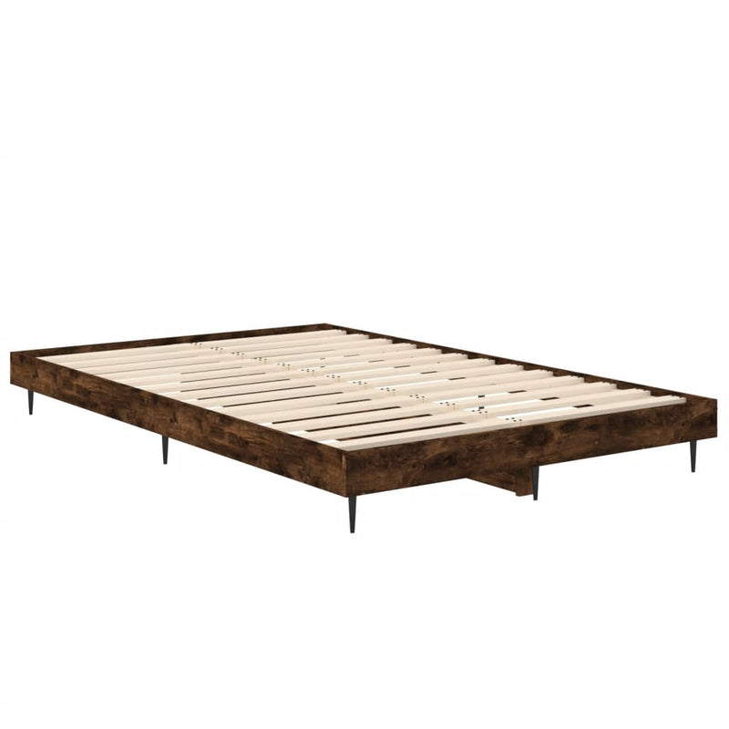 vidaXL füstös tölgy színű szerelt fa ágykeret matrac nélkül 120x190 cm