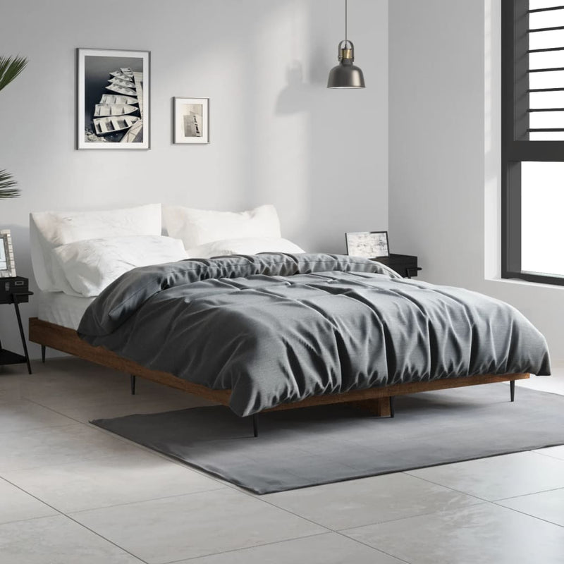 vidaXL barna tölgy színű szerelt fa ágykeret matrac nélkül 120x190 cm