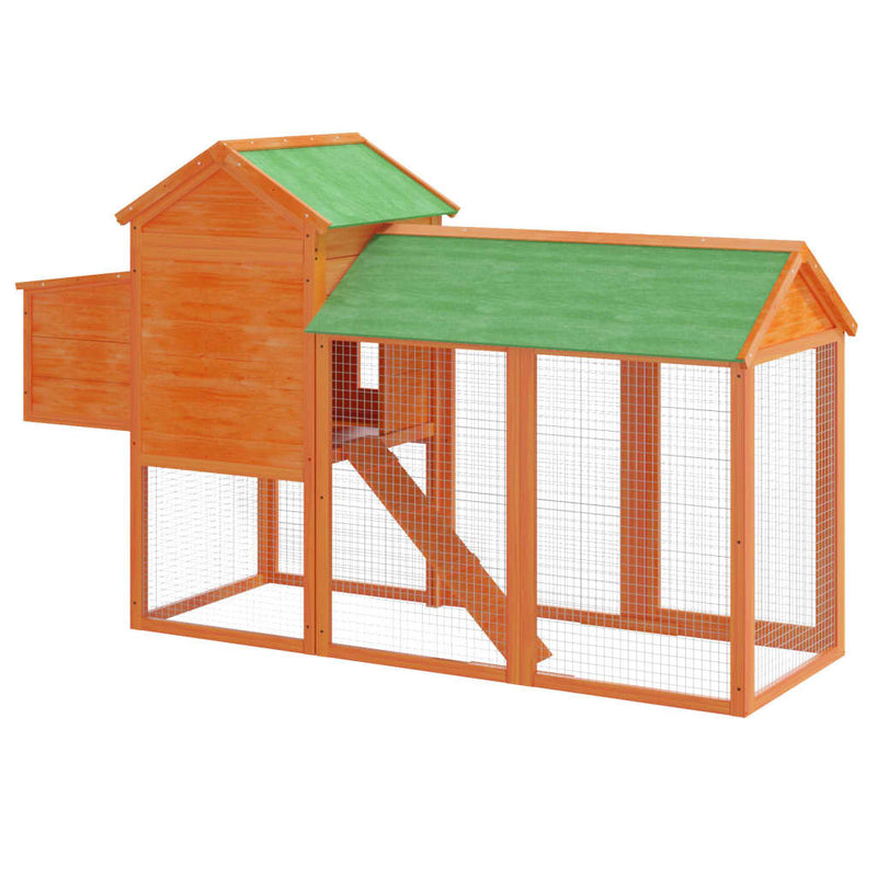 vidaXL barna tömör fenyőfa tyúkól 193 x 65 x 117 cm
