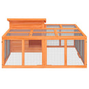 vidaXL barna tömör fenyőfa nyúlketrec 144 x 123 x 67,5 cm