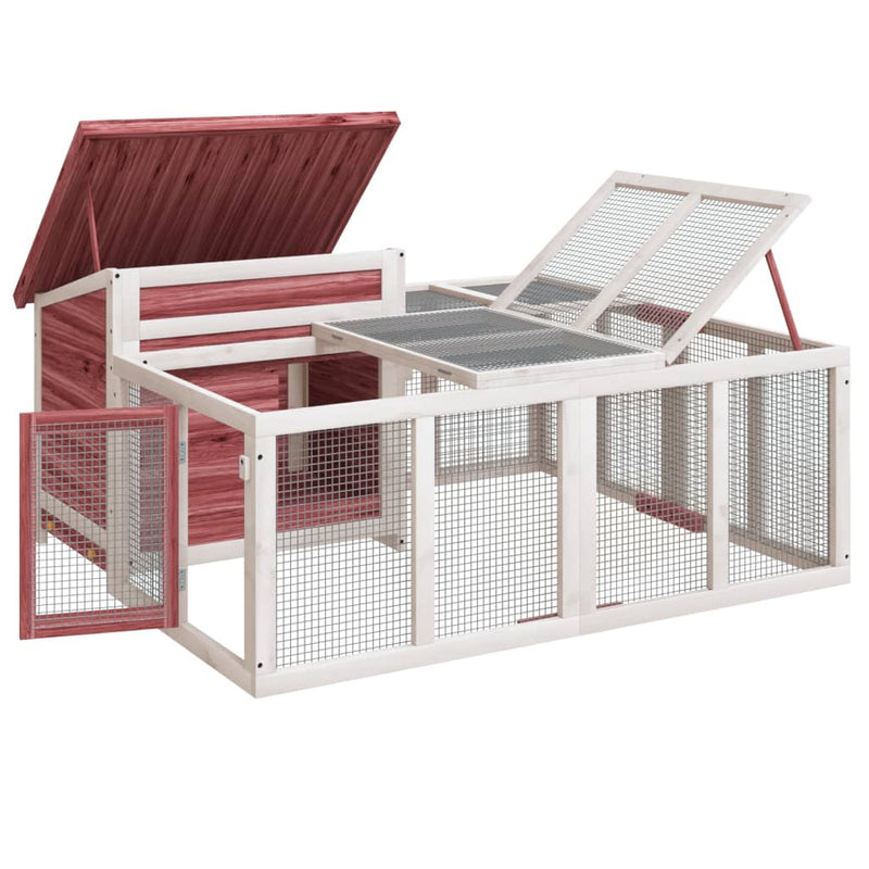 vidaXL mokkabarna tömör fenyőfa nyúlketrec 144 x 123 x 67,5 cm