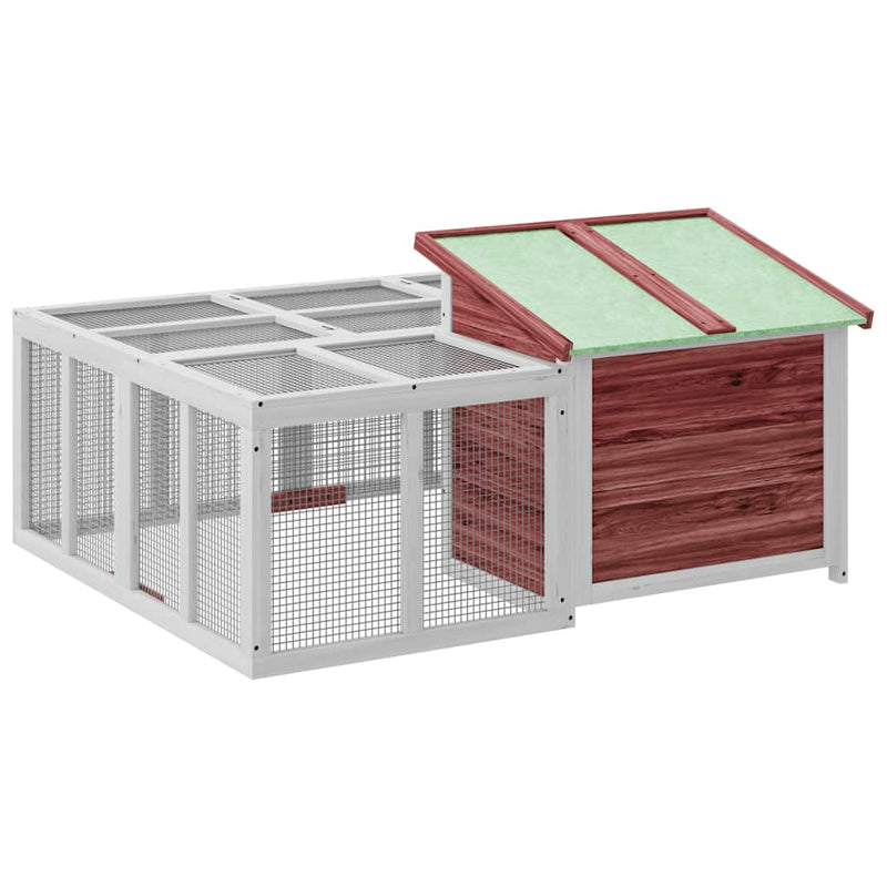 vidaXL mokkabarna tömör fenyőfa nyúlketrec 144 x 123 x 67,5 cm