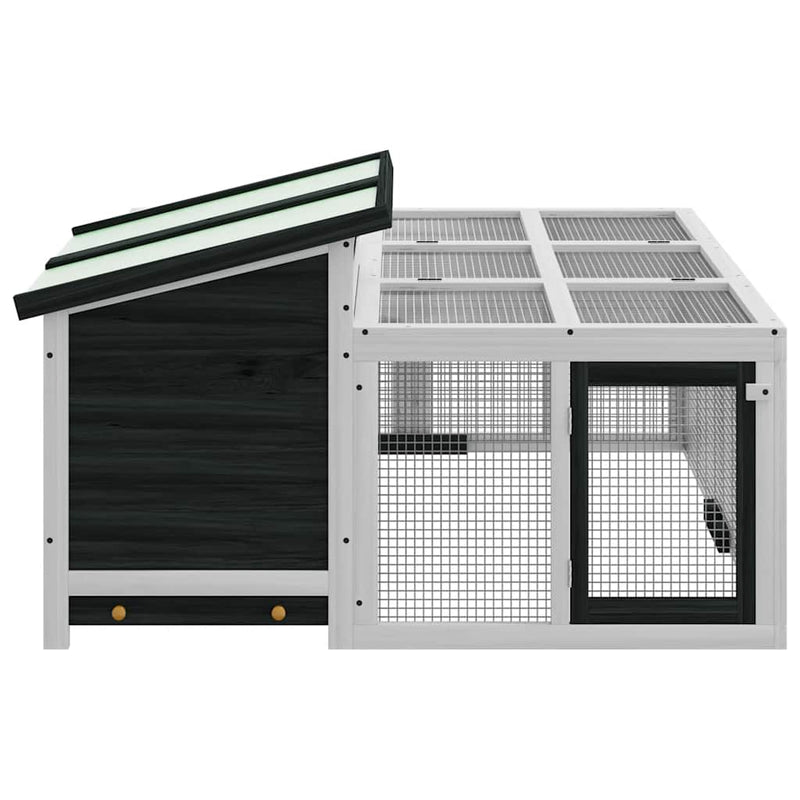 vidaXL szürke tömör fenyőfa nyúlketrec 144 x 123 x 67,5 cm