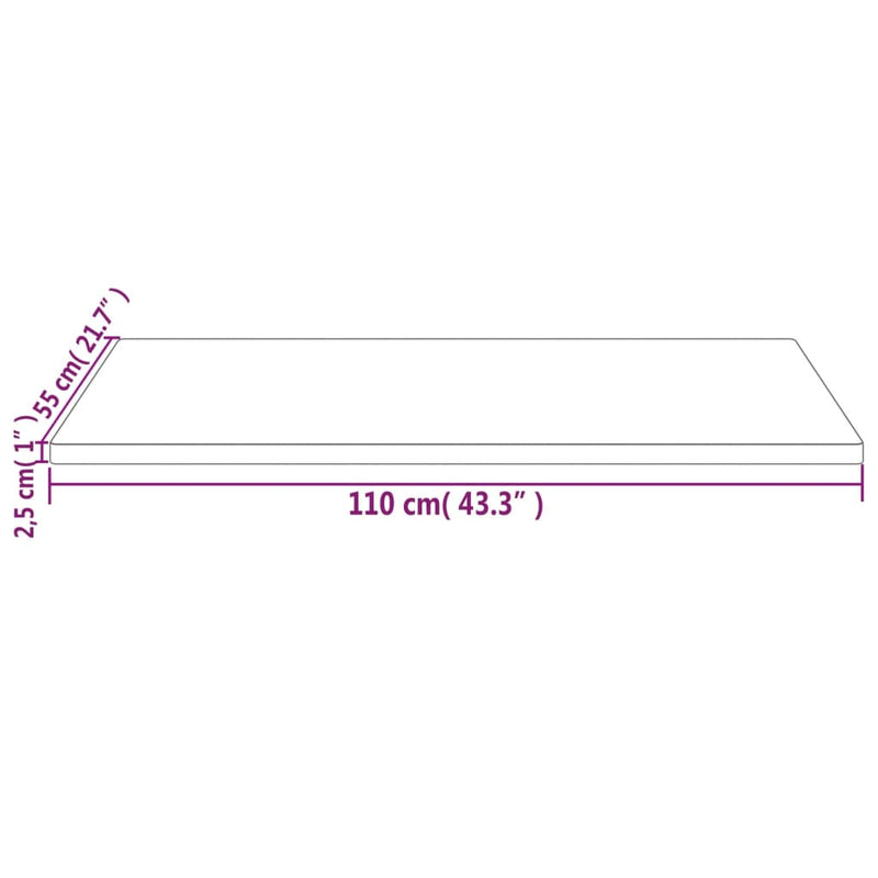 vidaXL tömör fenyőfa téglalap alakú asztallap 110 x 55 x 2,5 cm