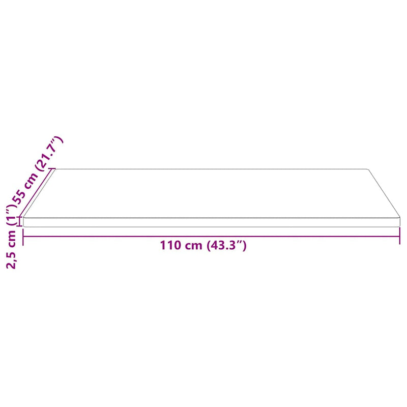 vidaXL tömör fenyőfa téglalap alakú asztallap 110 x 55 x 2,5 cm