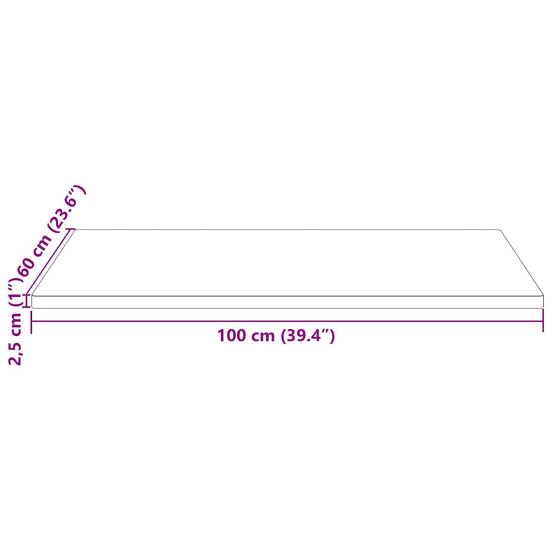 vidaXL tömör fenyőfa téglalap alakú asztallap 100 x 60 x 2,5 cm