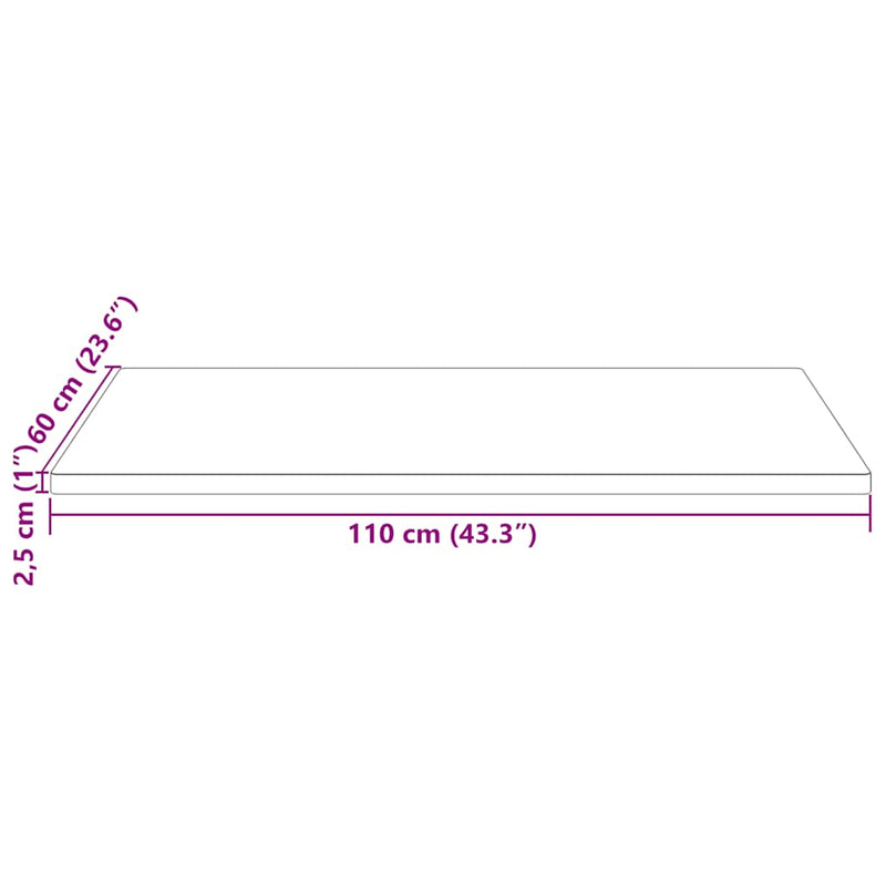 vidaXL fehér tömör fenyőfa téglalap alakú asztallap 110 x 60 x 2,5 cm
