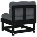 vidaXL fekete tömör fenyőfa középső kanapé párnákkal