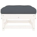 vidaXL fehér tömör fenyőfa kerti lábzsámoly párnával