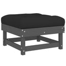 vidaXL szürke tömör fenyőfa kerti lábzsámoly párnával