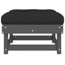 vidaXL szürke tömör fenyőfa kerti lábzsámoly párnával