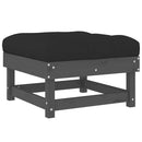 vidaXL szürke tömör fenyőfa kerti lábzsámoly párnával