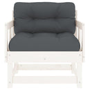 vidaXL 2 db fehér tömör fenyőfa kerti szék párnákkal