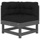 vidaXL 2 db szürke tömör fenyőfa sarokkanapé párnákkal