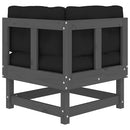 vidaXL 2 db szürke tömör fenyőfa sarokkanapé párnákkal